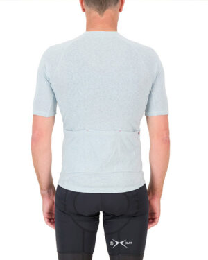 Back view of the mint Enjoy Hempie mens cycling shirt. Made from 100% Hemp available at Enjoy.cc