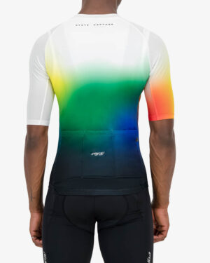 Back of the mens cycling jersey in the white State Capture Supremium design made by enjoy.cc