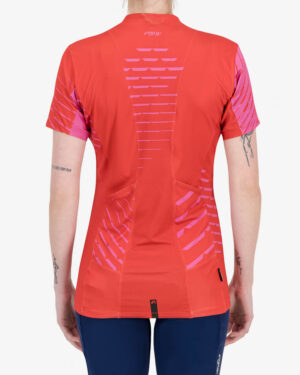 Back of the Enjoy womens trail tee in the Tankwa Red Chevron design. Made by enjoy.cc