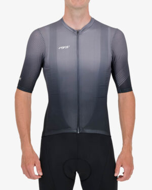 Front view of the Enjoy ProXision mens cycling jersey in the Ascendant grey design from Enjoy.cc