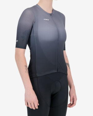 Side view of the Enjoy ProXision womens cycling jersey in the Ascendant grey design from Enjoy.cc