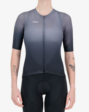 Front view of the Enjoy ProXision womens cycling jersey in the Ascendant grey design from Enjoy.cc