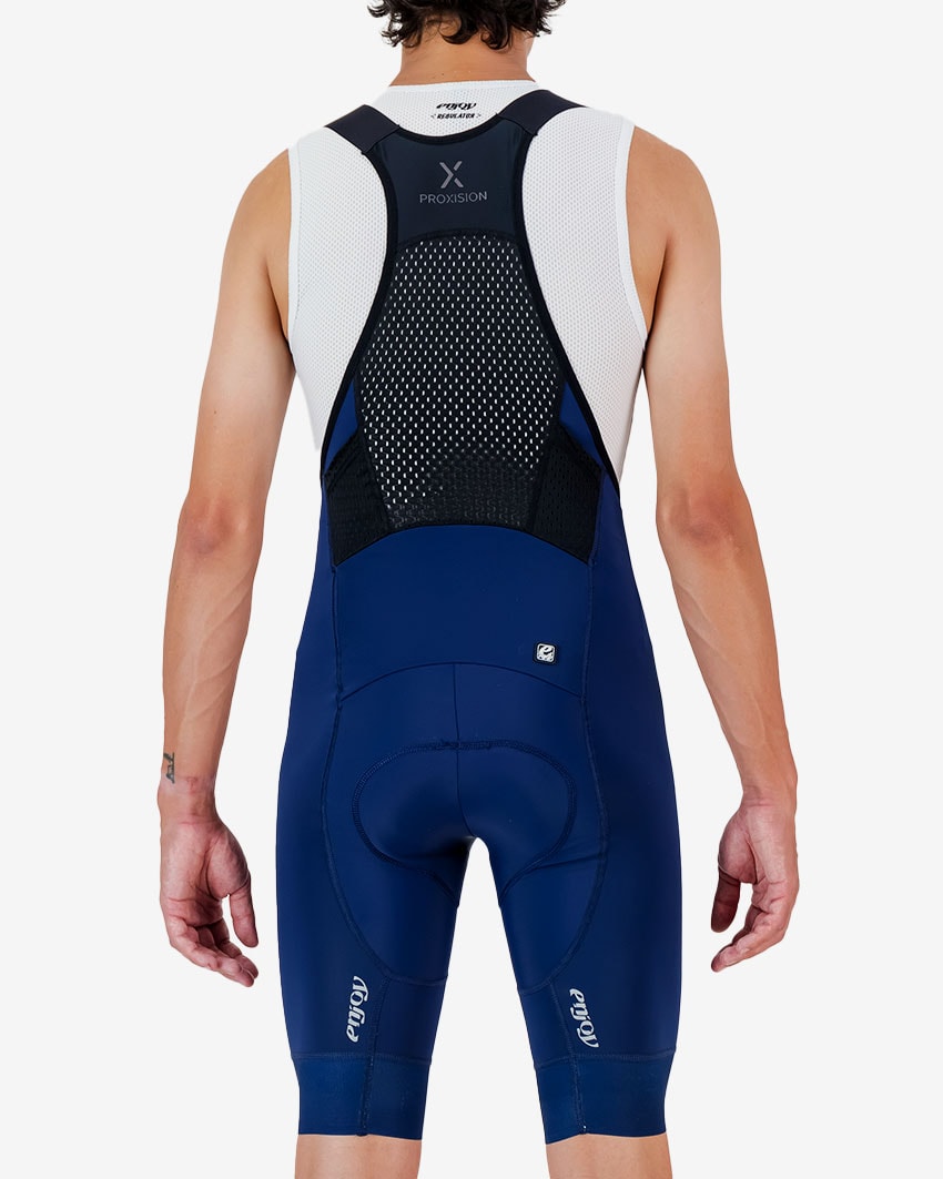 Back view of the Enjoy ProXision mens cargo bib short in the navy colourway made by enjoy.cc
