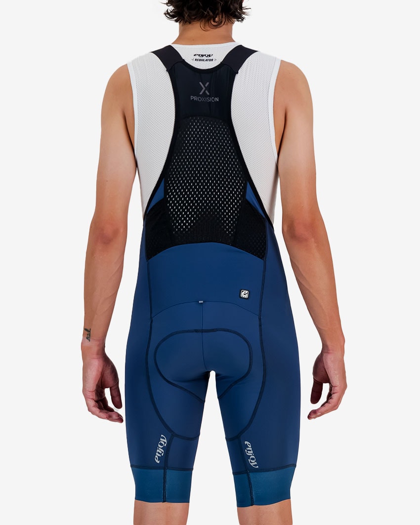 Back view of the Enjoy ProXision mens cargo bib short in the sebino colourway made by enjoy.cc