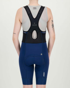 Back view of the Enjoy ProXision womens cargo bib short in the navy colourway made by enjoy.cc