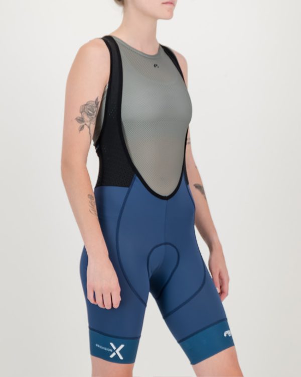 3qtr view of the Enjoy ProXision womens cargo bib short in the sebino colourway made by enjoy.cc