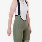 3qtr view of the Enjoy ProXision womens cargo bib short in the thyme colourway made by enjoy.cc