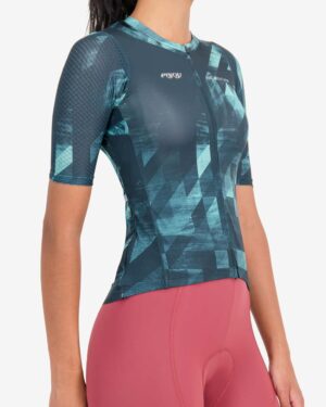 Side view of the Enjoy ProXision womens cycling jersey in the Pace mint design from Enjoy.cc