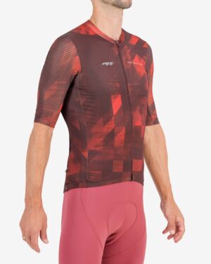 Side view of the Enjoy ProXision mens cycling jersey in the Pace red design from Enjoy.cc