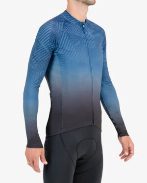 Three quarter of the mens long sleeve Supremium cycling jersey in the GTF design made by enjoy.cc