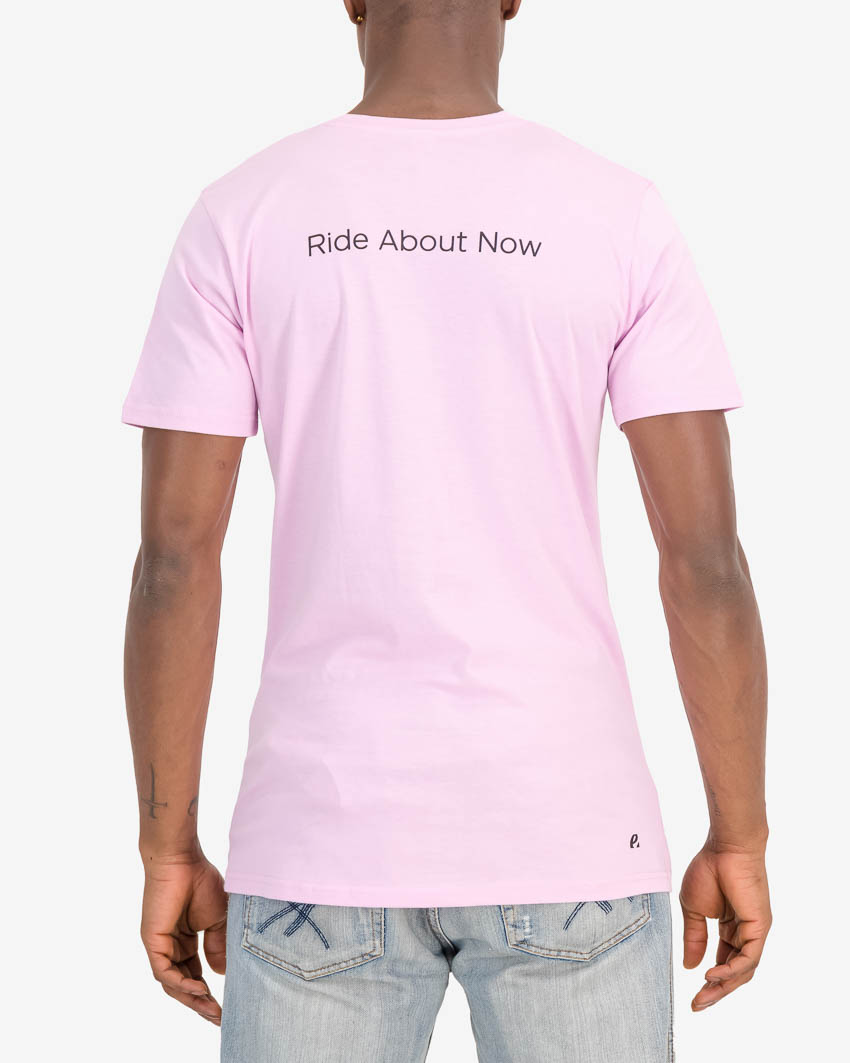 Back of the Enjoy mens t-shirt in the Enjoy 2023 pink design. 100% cotton t-shirt by enjoy.cc