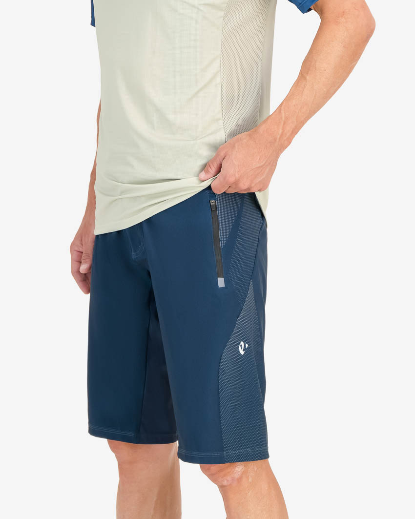 Pocket detail of the mens Reptilia Aline trail short in the navy design made by enjoy.cc
