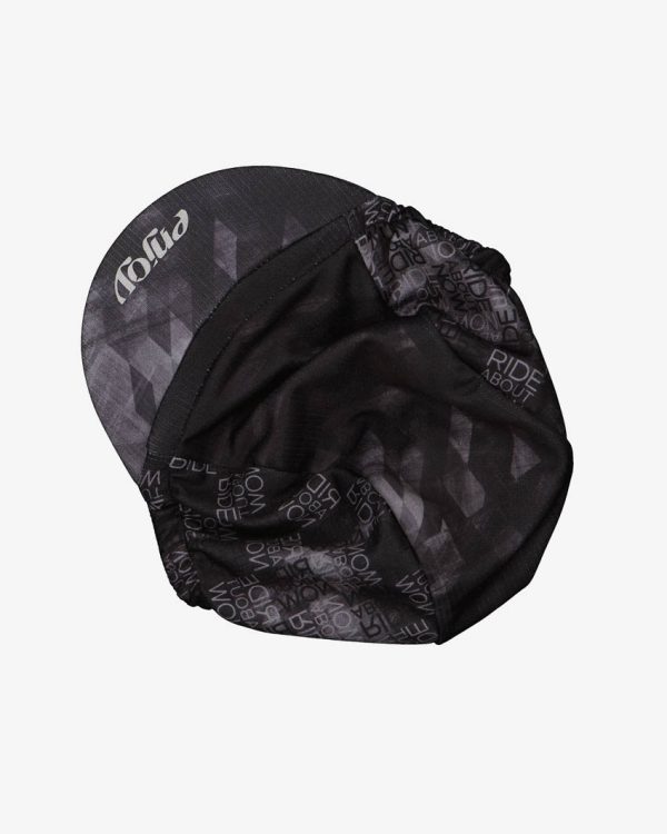 Front of the Enjoy DriFit cycling cap in the Pace black design made by enjoy.cc