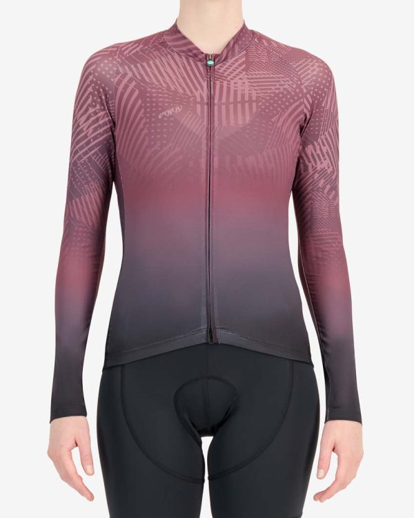 Front of the womens long sleeve Supremium cycling jersey in the GTF design made by enjoy.cc