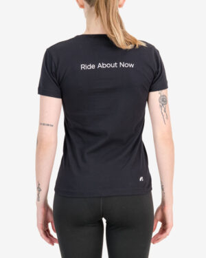 Back of the Enjoy womens t-shirt in the Enjoy 2023 black design. 100% cotton t-shirt by enjoy.cc