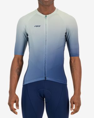 Front view of the mens deep blue Supremium cycling jersey design made by Enjoy.cc