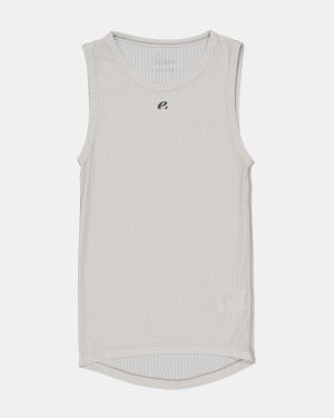 Flat lay view of the mens sleeveless baselayer in the ecru emotif design made by Enjoy.cc