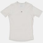 Flat lay view of the mens sleeved baselayer in the ecru emotif design made by Enjoy.cc