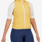 Side view of the mens yellow water resistant atom gilet with reflective detail made by Enjoy.cc