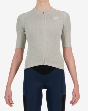 Front view of the womens wheat Hempie cycling jersey design made by Enjoy.cc