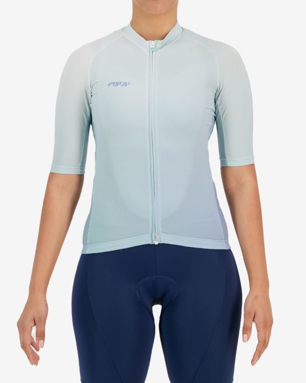 Front view of the womens arctic Supremium cycling jersey design made by Enjoy.cc