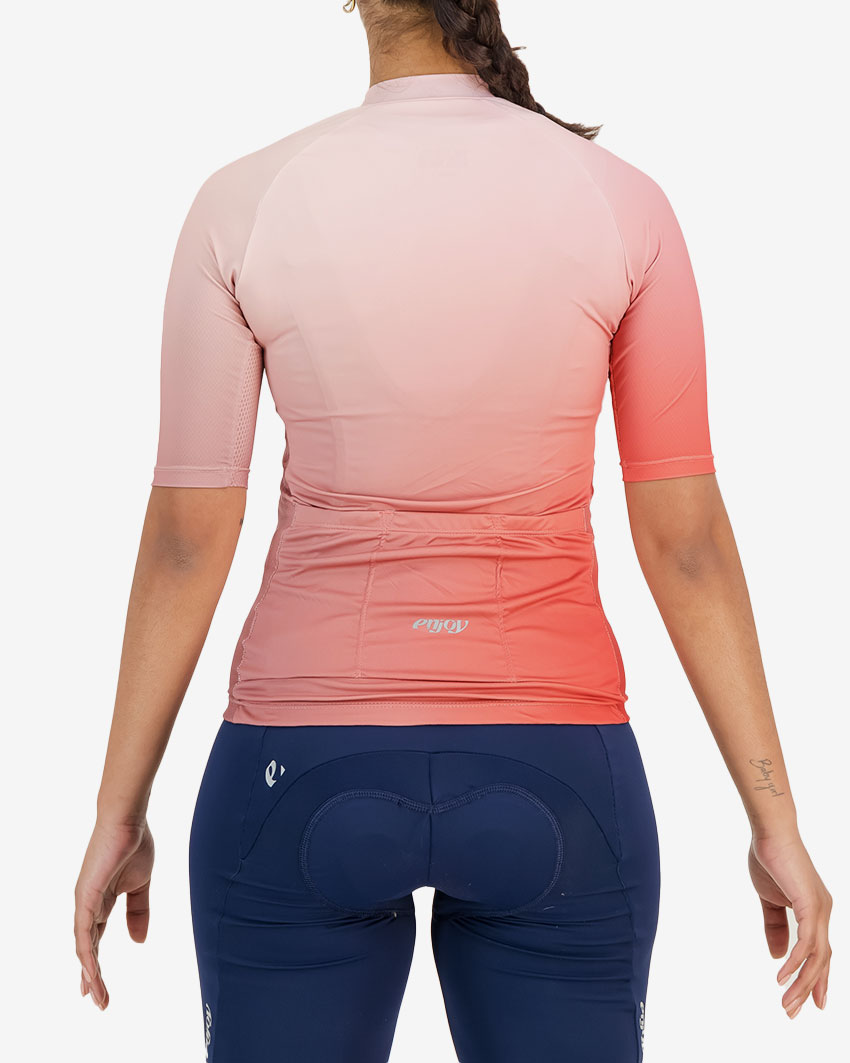 Back view of the womens rose Supremium cycling jersey design made by Enjoy.cc
