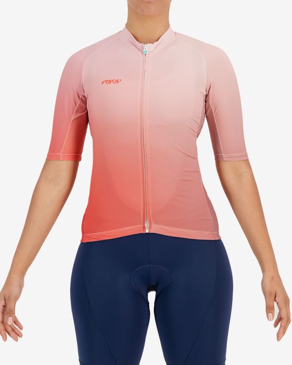 Front view of the womens rose Supremium cycling jersey design made by Enjoy.cc