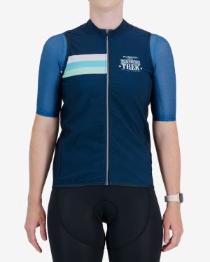Front view of the 2024 Great Zuurberg Trek womens winter cycling gilet made by Enjoy.cc
