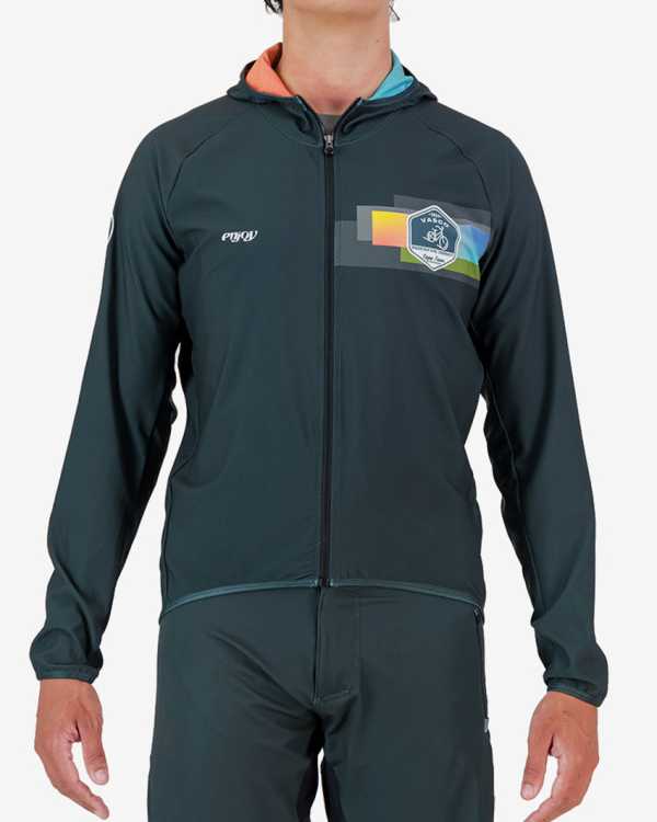 Front view of 2024 Road2Vasco mens water resistant Contour jacket made by Enjoy.cc