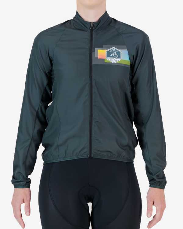 Front view of 2024 Road2Vasco womens water resistant atom jacket made by Enjoy.cc