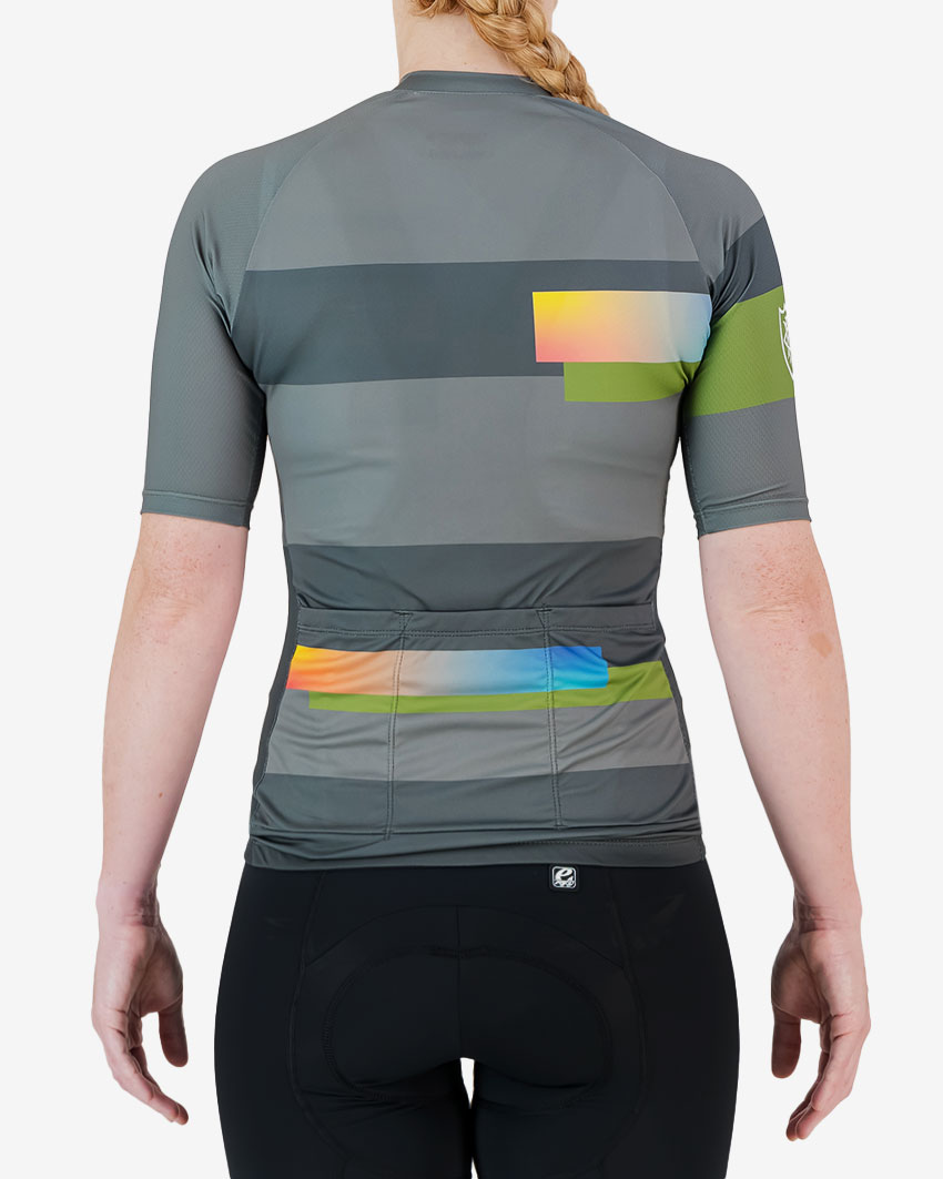 Back view of the womens 2024 Road2Vasco Supremium cycling jersey designed and made by Enjoy.cc