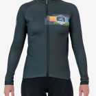 Front view of the womens 2024 Road2Vasco fleeced cocoon cycling jersey made by Enjoy.cc