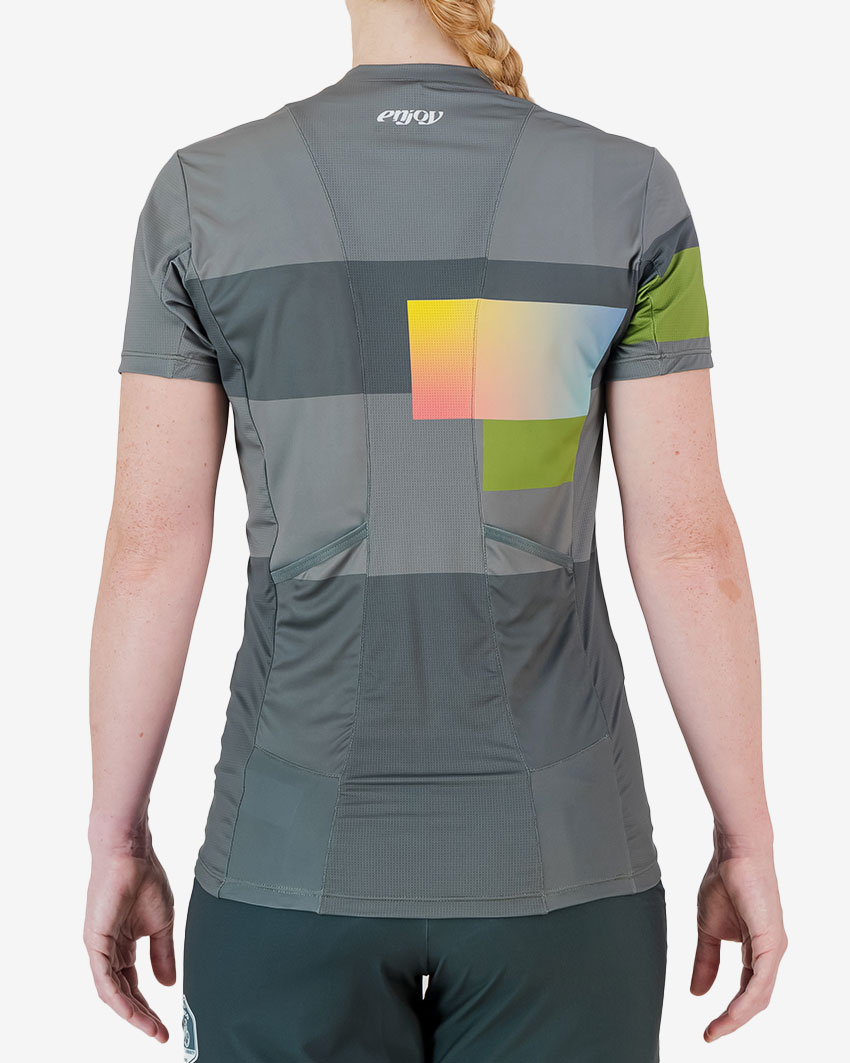 Back view of the 2024 Road2Vasco womens trail tee designed and manufactured by enjoy.cc