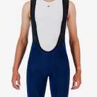 Front view of the Enjoy Dual men's bib short in navy with reflective detailing made by enjoy.cc.