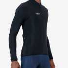 Side view of the men's fleeced cycling jersey in black with reflective detailing made by enjoy.cc