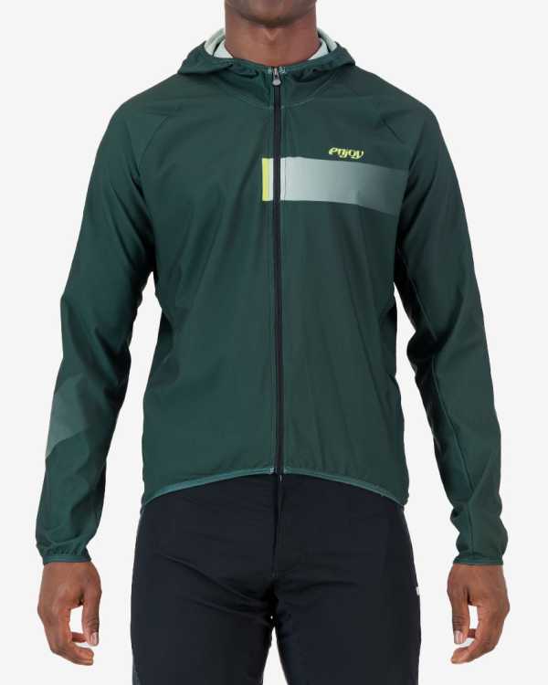 Front view of the Enjoy Contour mens cycling jacket in Green made by enjoy.cc
