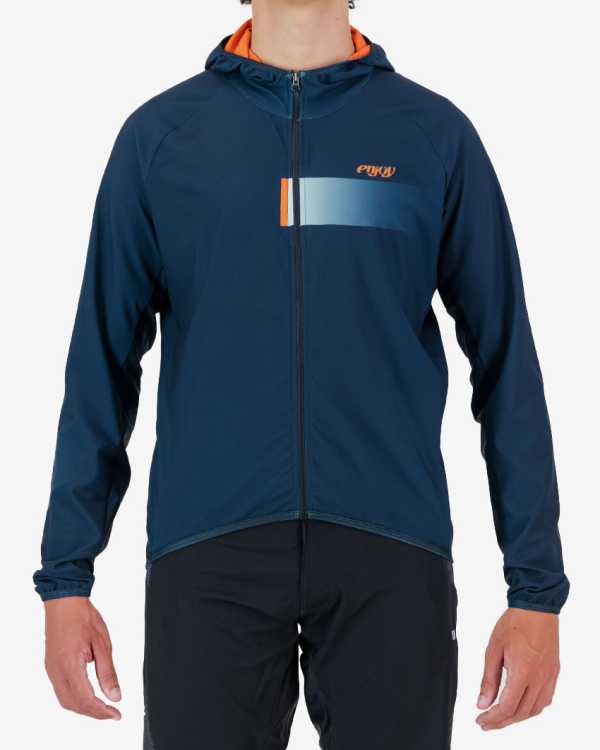 Front view of the Enjoy Contour mens cycling jacket in Navy made by enjoy.cc