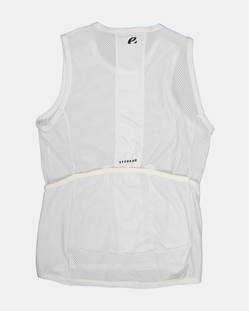 Back flat lay view of the women's cargo baselayer in the Emotif white design made by Enjoy.cc