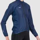 Side view of the Atom mens cycling jacket in colour blocked Petrol design by Enjoy.cc