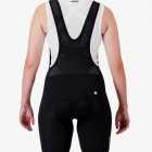 Back view of the Enjoy Dual women's bib short in black with reflective detailing made by enjoy.cc.