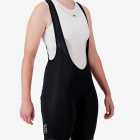 Side view of the Enjoy Dual women's bib short in black with reflective detailing made by enjoy.cc.