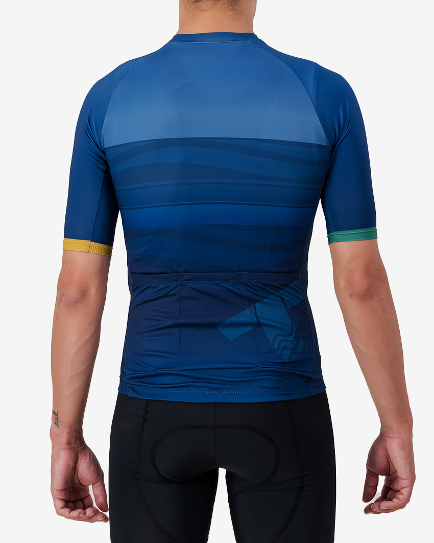 Back view of the Enjoy Supremium mens cycling jersey in the Tygerberg MTB club design by Enjoy.cc
