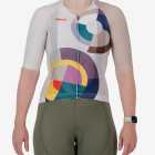 Front view of the Climber Women's cycle jersey in light Saturn design made by enjoy.cc
