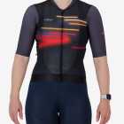 Front view of the ProXision women's cycle jersey in dark Lightspeed design made by enjoy.cc