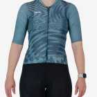 Front view of the ProXision Women's cycle jersey in aqua colour Warp design made by enjoy.cc