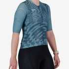 Side view of the ProXision Women's cycle jersey in aqua colour Warp design made by enjoy.cc