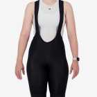 Front view of the Dual Women's bib shorts in black colour made by enjoy.cc