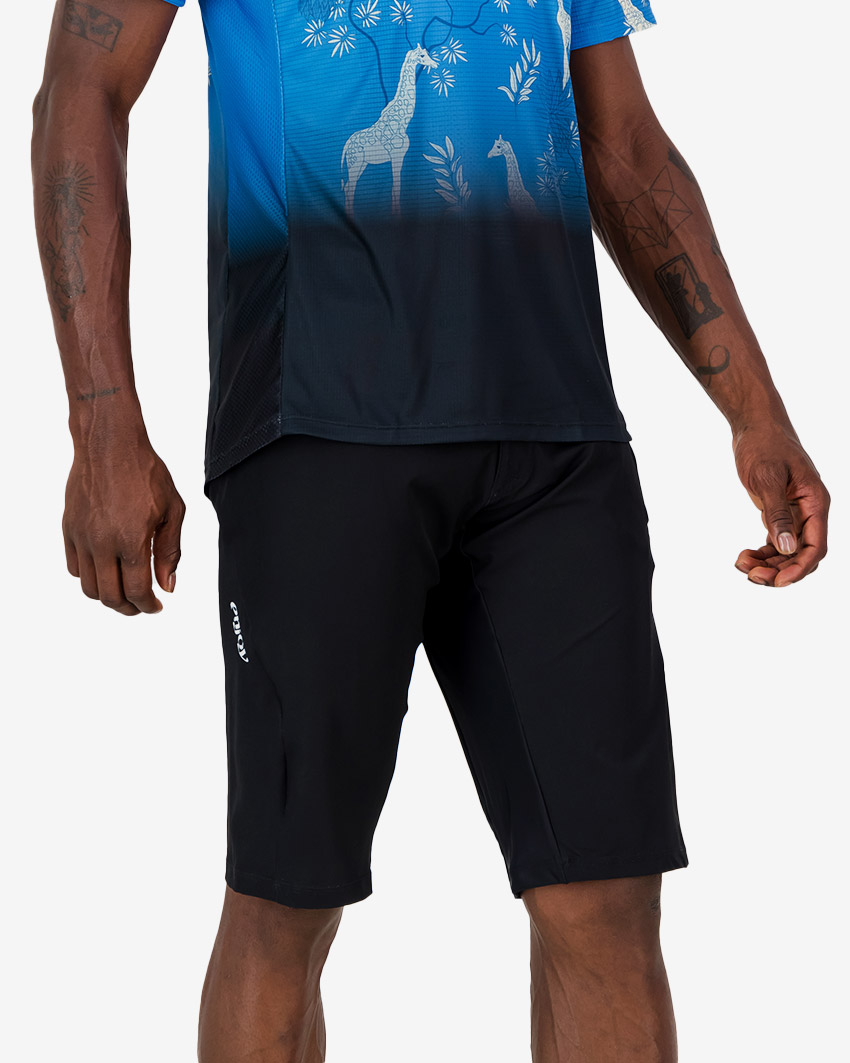 Side view of the Enjoy Aline men's trail shorts in the 2025 Berg & Bush design by Enjoy.cc