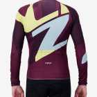 Back view of the Mens Cocoon fleeced cycling jersey in the plum Destination design by Enjoy.cc