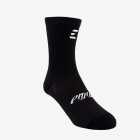 Front view of unisex cycling socks in Black with white branding by Enjoy.cc